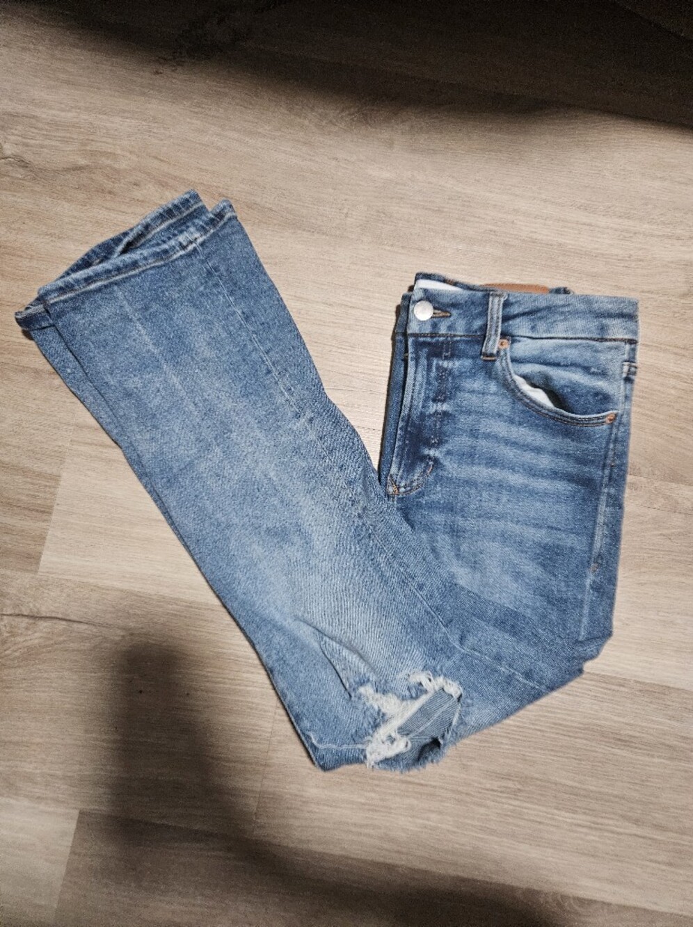 Dear John Jeanne High Rise Distressed Flare Jeans Size 29 Medium Wash